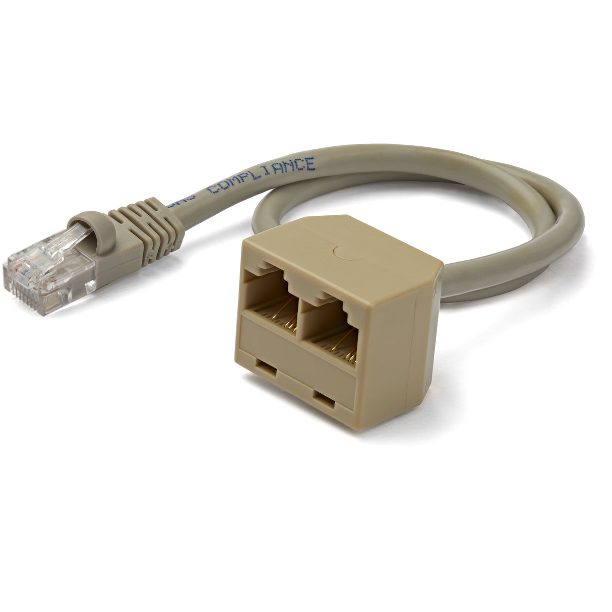 StarTech.com Cable Adaptador Divisor Splitter RJ45 2 a 1 - Hembra a Macho - Divisor Splitter para Cable de Red Ethernet RJ45 divisores de red 10/100Base-T(X) Cat5e Gris Cloruro de polivinilo (PVC)