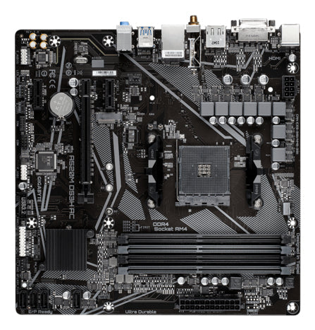 GIGABYTE A520M DS3H AC Placa Base - Procesadores AMD Ryzen Serie 5000, VRM de 5+3 fases, hasta 4733 MHz DDR5 (OC), 1xPCIe 3.0 M.2, LAN GbE, WIFI 5, USB 3.2 Gen 1 placas base AMD Zócalo AM4 1 Zócalo AM4