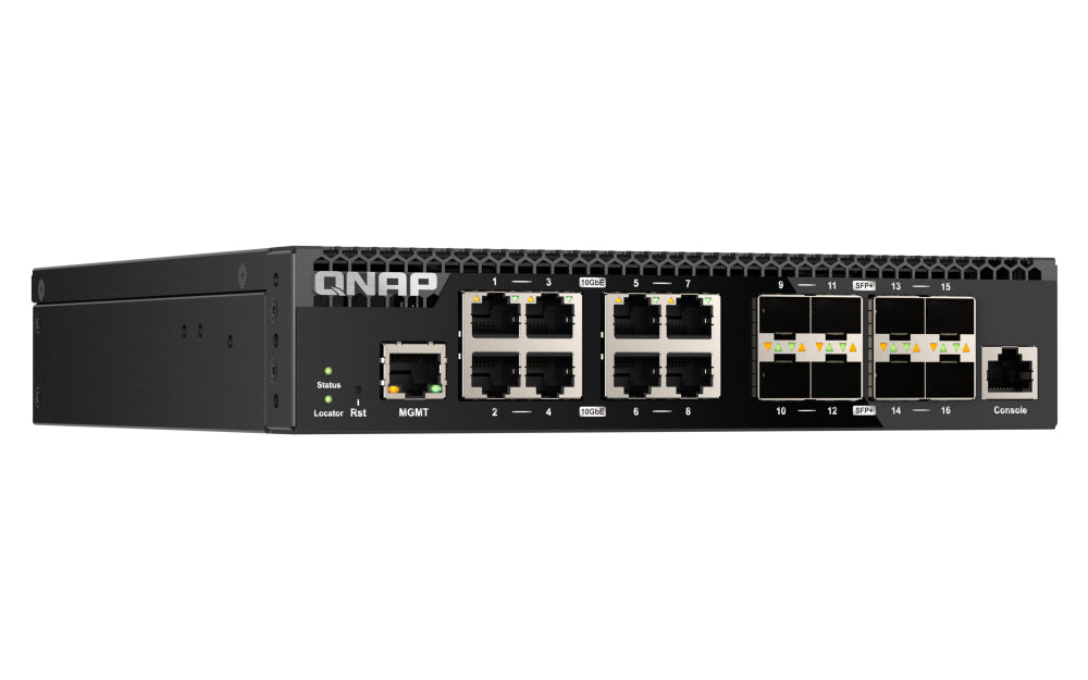 QNAP Switch QSW-M3216R-8S8T-US, 16 Puertos, 8 SFP 10GbE, 8x 10GbE RJ45