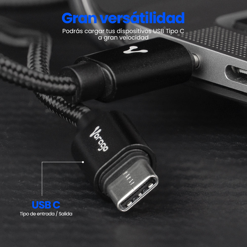 Vorago CAB-124-BK cable de transmisión Negro 1 m USB C