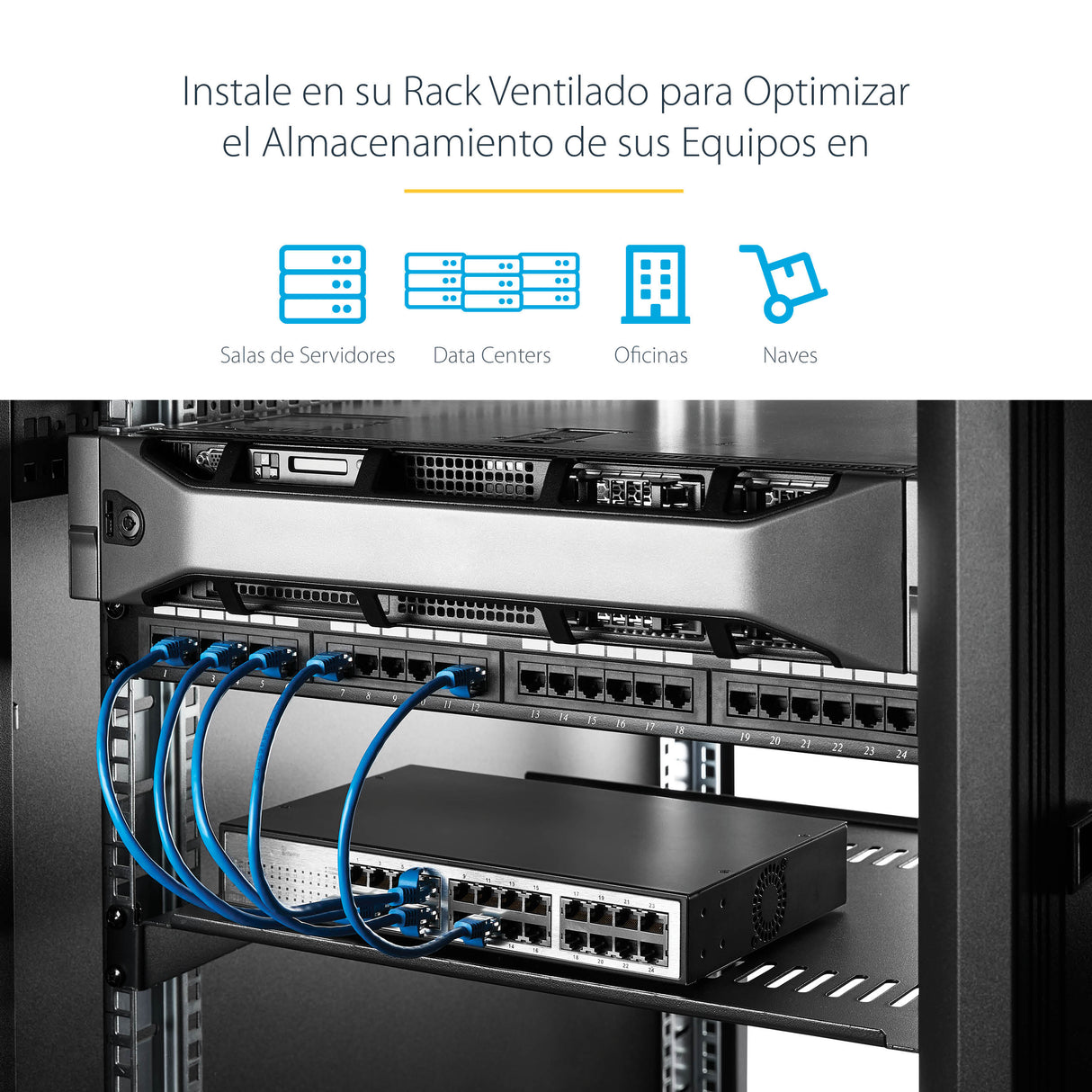 StarTech.com Estante Bandeja Ventilado Cantilever para Armario Rack de Servidores 2U Profundidad Fija - 22kg