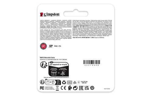 Kingston Technology 128GB Canvas React Plus SDXC UHS-II 280R/100W U3 V60 for Full HD/4K Memorias flash 128 GB SDXC Negro