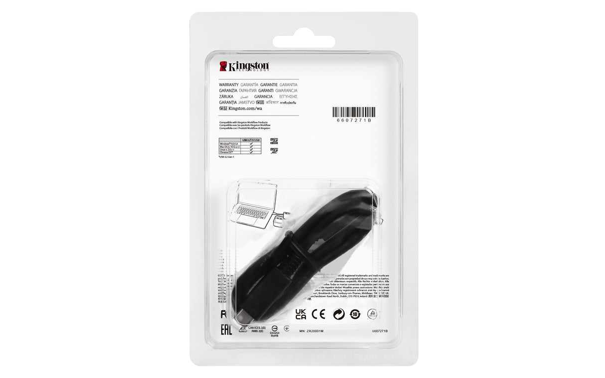 Kingston Technology Lector de tarjetas microSDHC/SDXC UHS-II de doble ranura para flujo de trabajo USB 3.2 Gen 1 hubs de interfaz Negro, Plata China 50 mm 62,9 mm