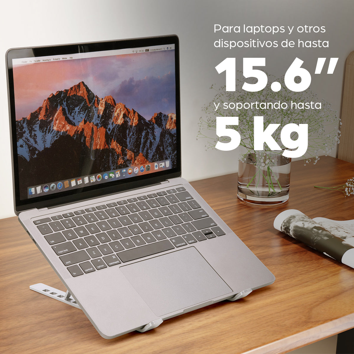 Manhattan 462617 Laptop Soporte para ordenador portátil Aluminio Aluminio, Silicona, Acero 39,6 cm (15.6")