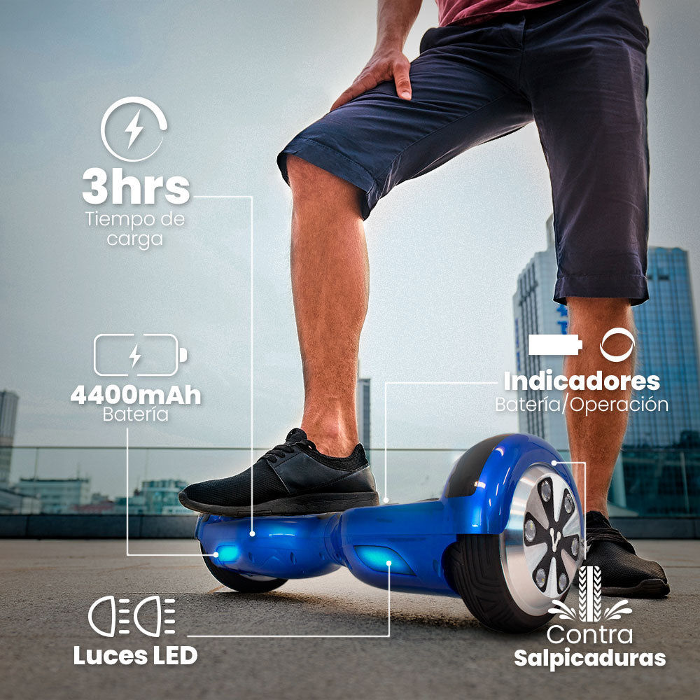 PATINETA ELÉCTRICA VORAGO HB-200 AZUL KIT KART 6.5" ANTIFUEGO