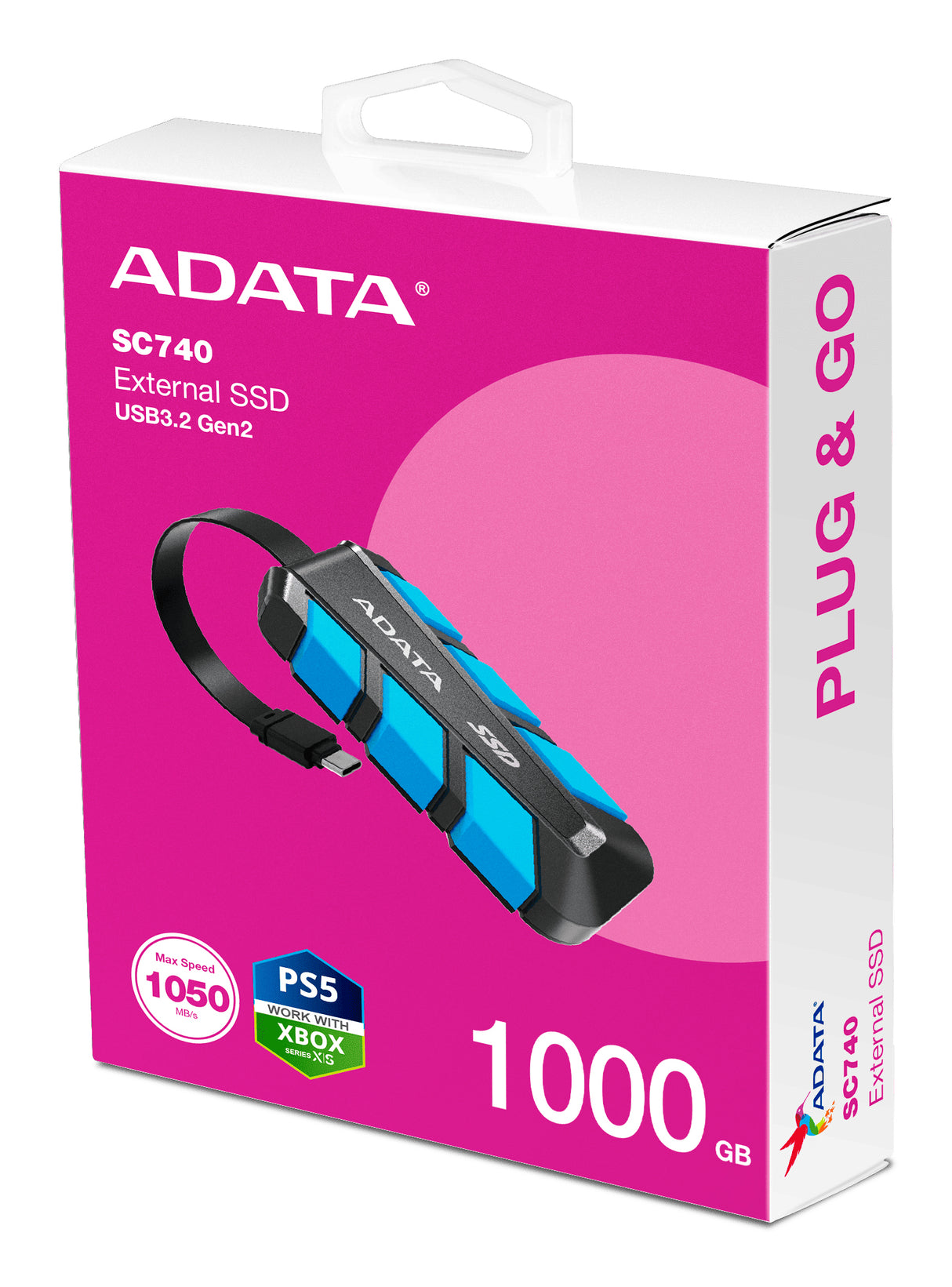SSD EXTERNO ADATA 1000GB - USB 3.2 TIPO X HASTA 1050 MBS/1000 MBS RESISTENTE A CAÍDAS MIL-STD DE 1.22 M SOPORTE PARA IPH