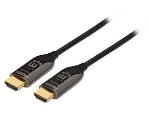 Cable de vídeo Manhattan HDMI 2.0(M-M) de Fibra Óptica, 30m, Color Negro, Alta Velocidad, 4K, Delgada y Flexible