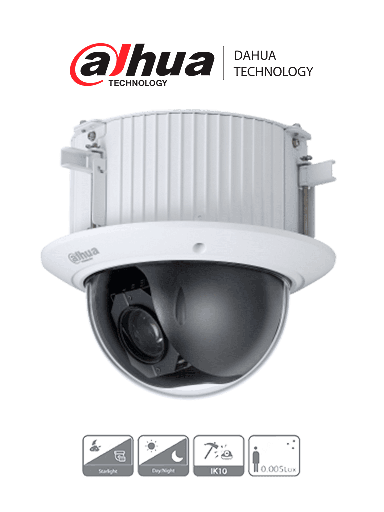 Cámara Domo PTZ Dahua DH-SD52C225-HC-LA, 2MP/1080p/25x Zoom óptico/ Montaje Plafón/ WDR 120dB/ Starlight/ IK10