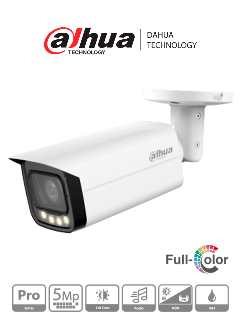 Cámara Bullet Dahua HAC-HFW2509TU-A LED 5MP 2.8mm 60m Microfono WDR 120dB IP67