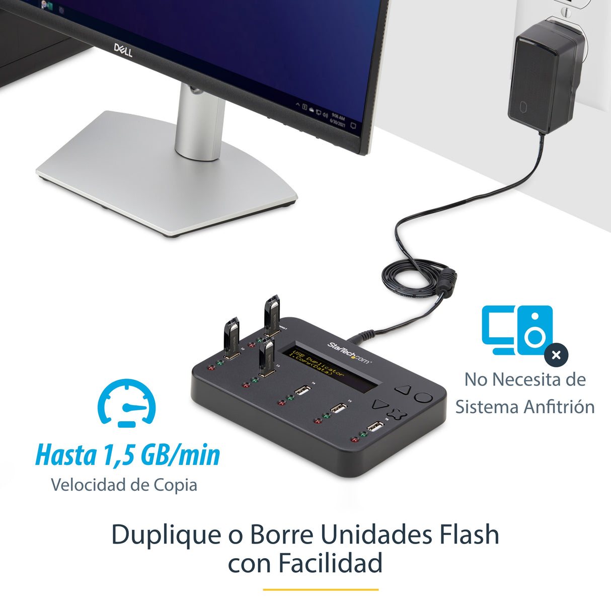 StarTech.com Clonador Autónomo 1:5 para Memorias USB - Copiador de Unidades de Memoria USB - Copia Sector por Sector de Sistema y Archivos - 1.5