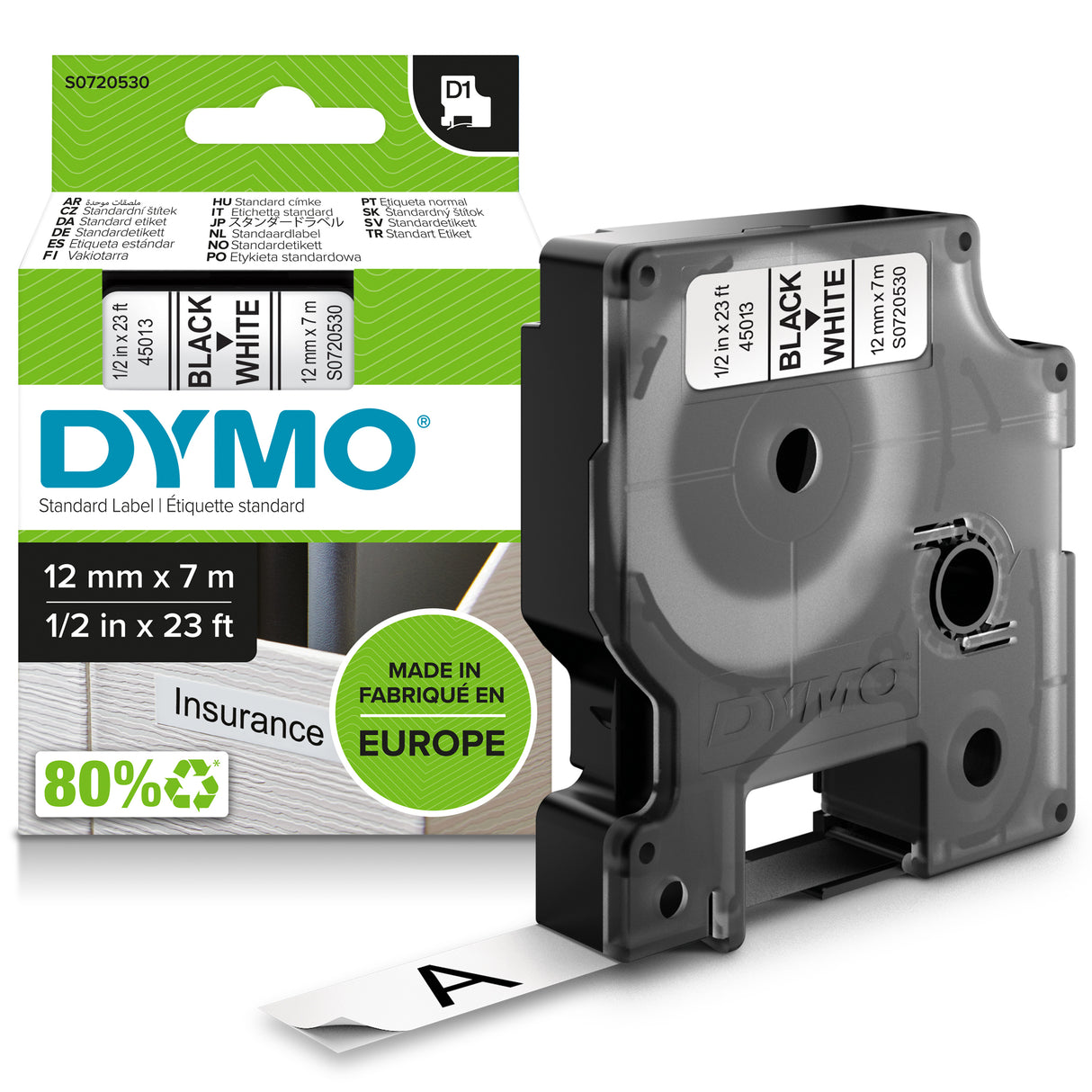 Etiquetas DYMO Estándar CTA Blanca Imp/Negro 1/2 1 Pza