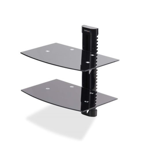 StarTech.com 2B-WALL-MOUNT-SHELF Estantes para equipos av Negro Vidrio 250 mm
