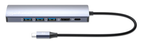 Manhattan Hub/dock USB-C, puertos (6): Ethernet, HDMI, 3x USB-A y USB-C, con Power Delivery (PD) 100 W- requiere cargado