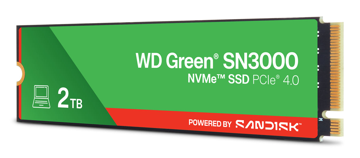 WD SSD Interno Green SN3000 2TB M.2 2280 NVMe PCIe Gen4, 5000 MB/s Lectura, 4200 MB/s Escritura
