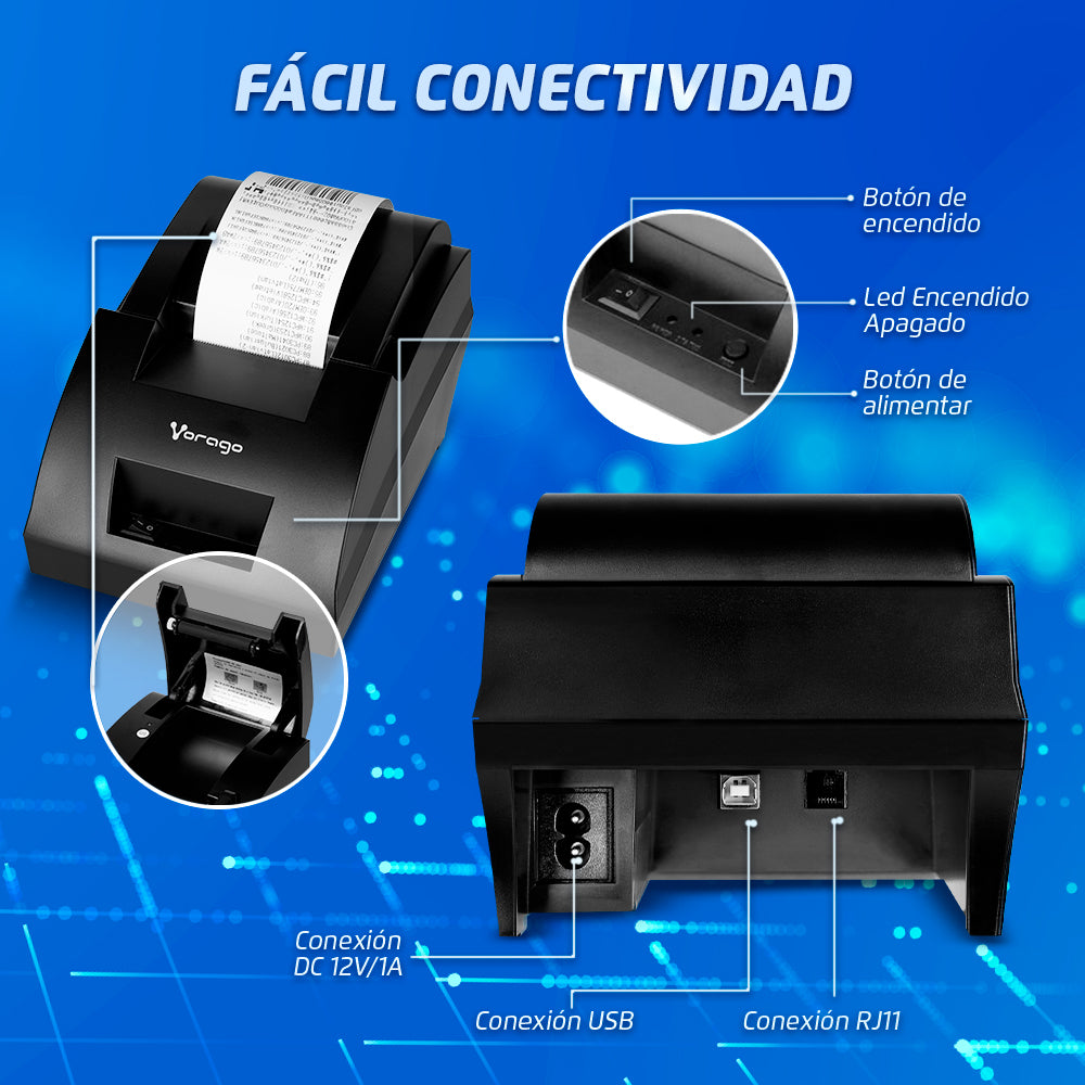 Vorago MNP-158 impresora de recibo 203 x 203 DPI Alámbrico Térmico Impresora de TPV, 90 mm/seg