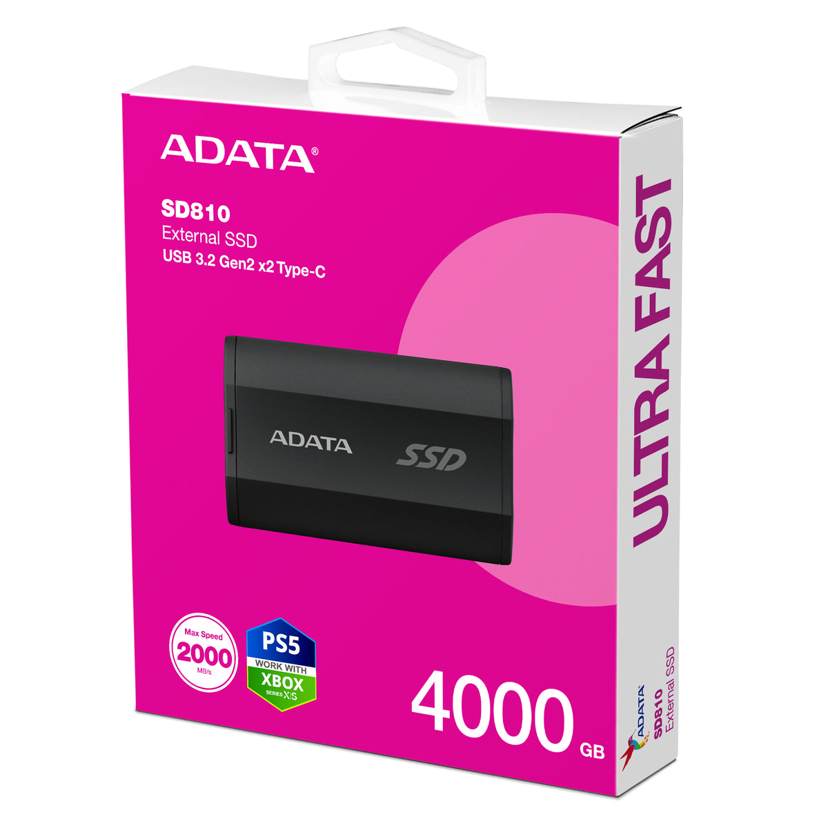 ADATA SD810 4 TB USB Tipo C USB 3.2 Gen 2x2 Negro