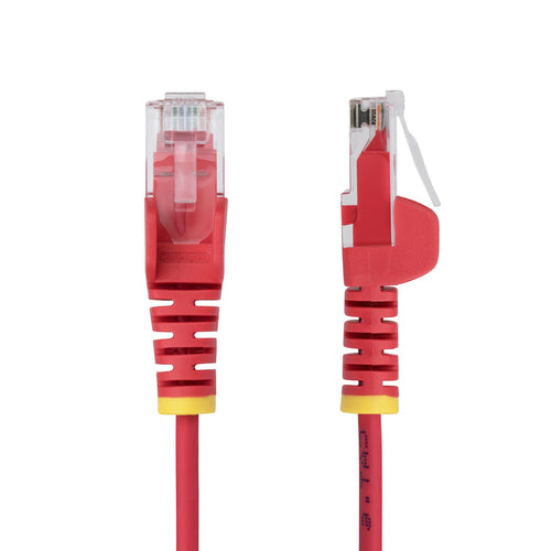 StarTech.com Cable de Red Ethernet CAT6 Delgado sin Enganches Rojo de 10m - Cable RJ45 Snagless Slim de 28AWG - Alambre