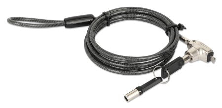 Manhattan Candado para portátil (Nano) con 2 llaves, compatible con ranura Nano, cable de 1,5 m, antirrobo, cable de acero con funda PVC transparente, garantía de por vida Cable Negro, Translúcido Portátil Llave Kensington, Nano