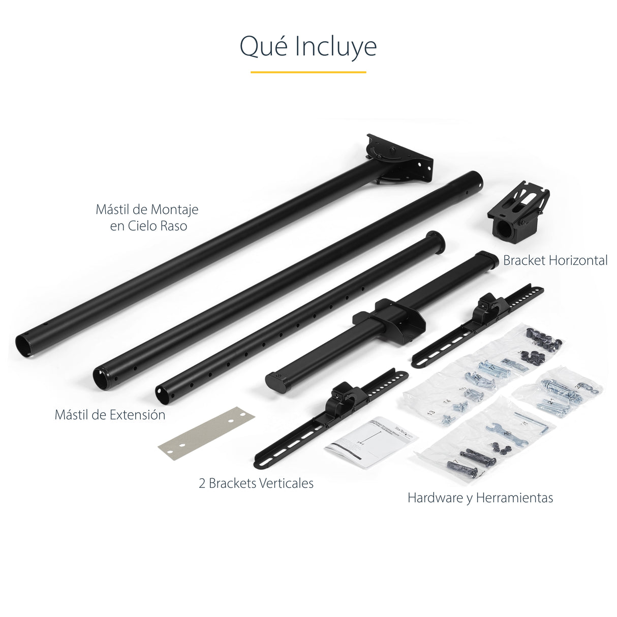 StarTech.com Soporte de Techo para TV - Soporte Universal de Cielo Raso para TV con Mástil Telescópico Largo Ajustable - Soporte VESA para Pantallas de 32" a 75" - Giro e Inclinación Monitor
