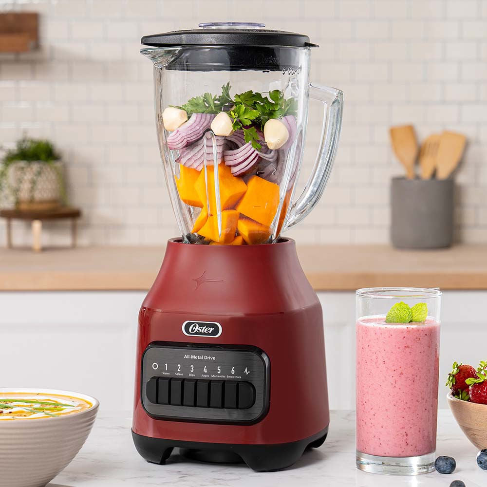 Oster BLSTPEGRPB licuadora 1.5 L Batidora de mesa 800 W Rojo, Función de pulso