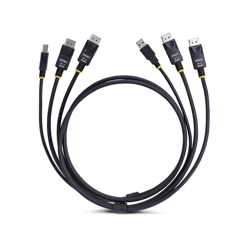 StarTech.com Cable KVM DisplayPort de Doble Pantalla con USB 5Gbps de 1,8m - 4K 60Hz - DP 1.2 - Cable para Conmutador KV