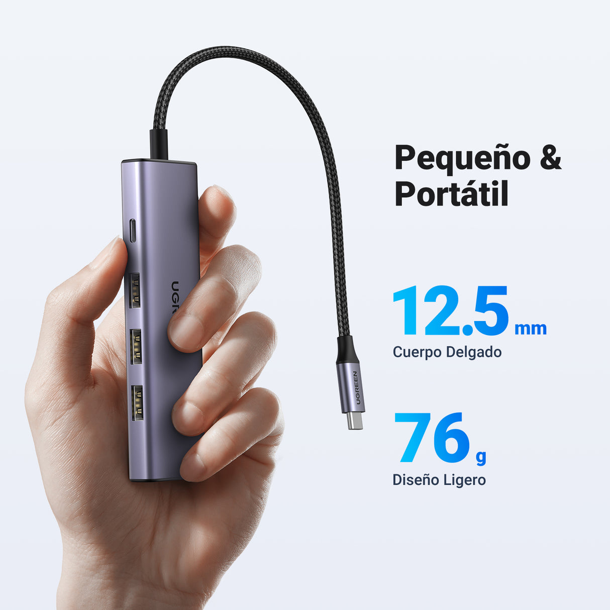 Ugreen 15596 base para portátil y replicador de puertos Alámbrico USB 3.2 Gen 1 (3.1 Gen 1) Type-A + Type-C Aluminio