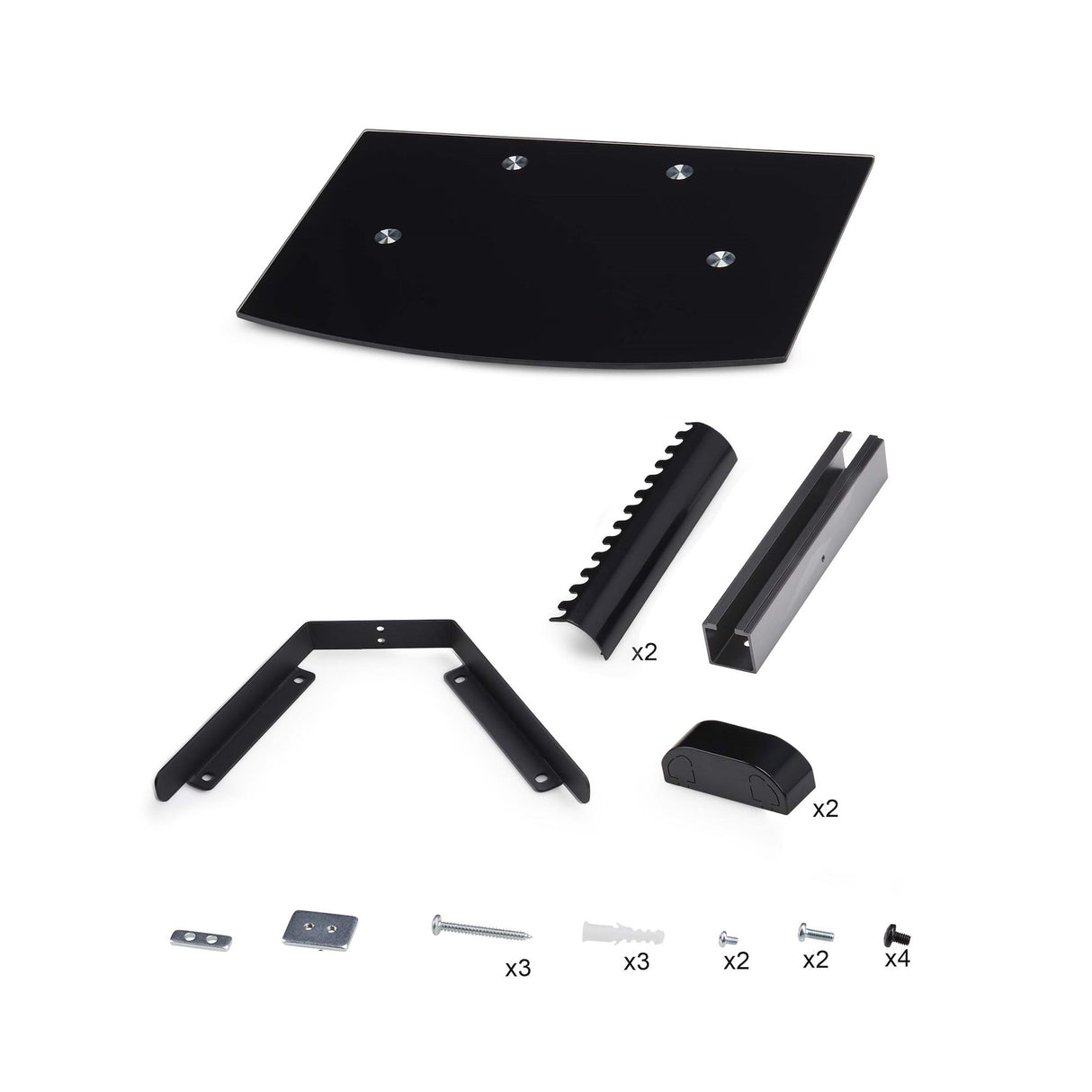 StarTech.com 1B-WALL-MOUNT-SHELF Estantes para equipos av Negro Vidrio templado 250 mm