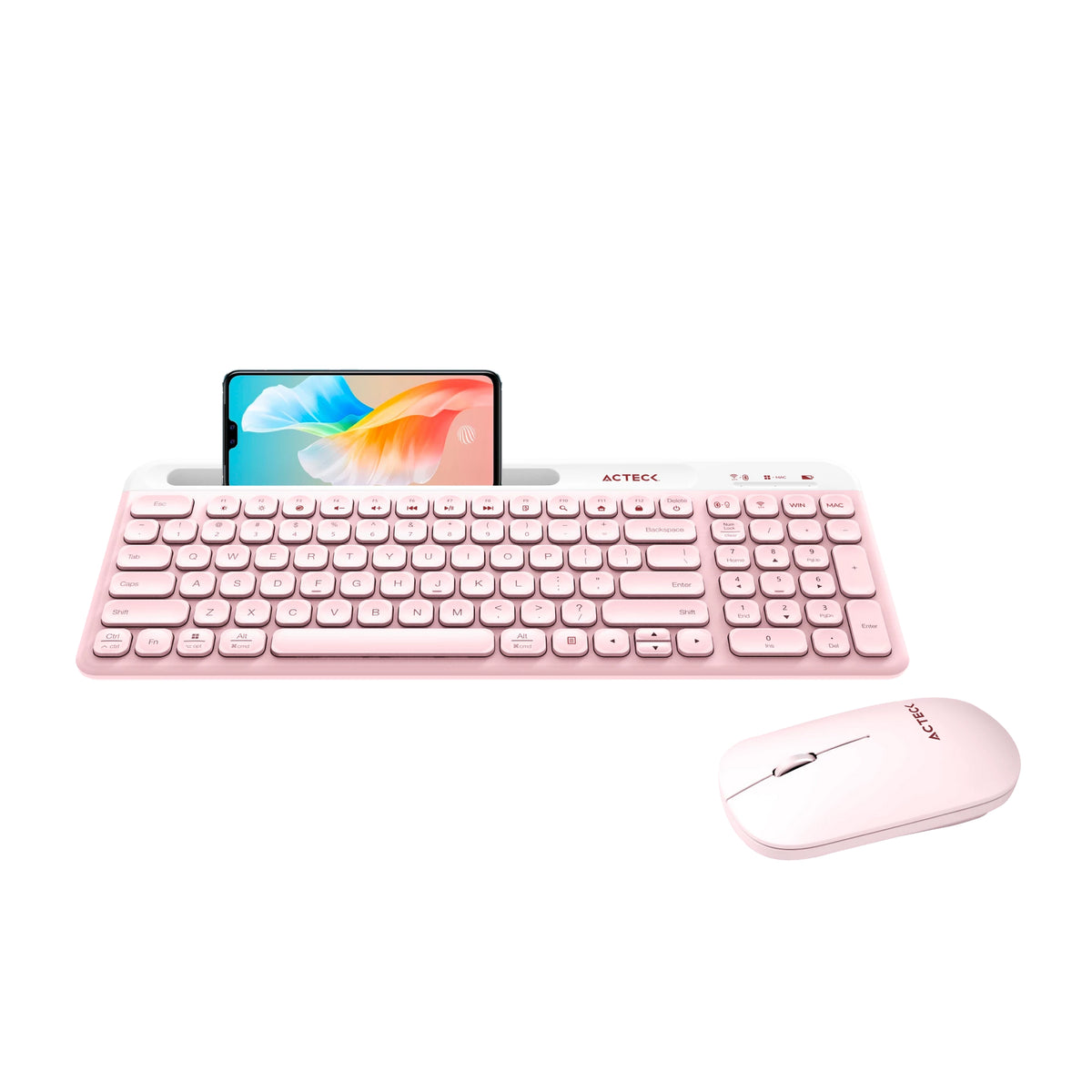 Acteck Creator Virtuos Silk MK720 teclado Ratón incluido Universal Bluetooth Español Rosa, Blanco