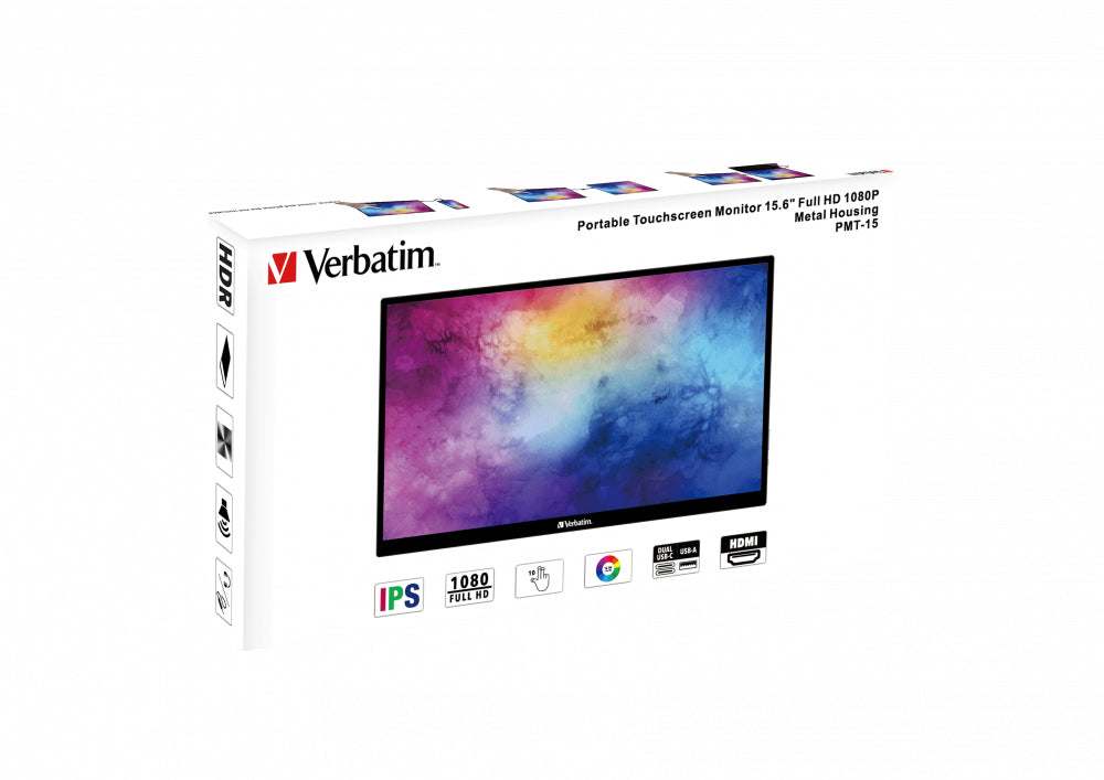 Verbatim 49592 pantalla para PC 39,6 cm (15.6") 1920 x 1080 Pixeles Full HD LCD Pantalla táctil Negr