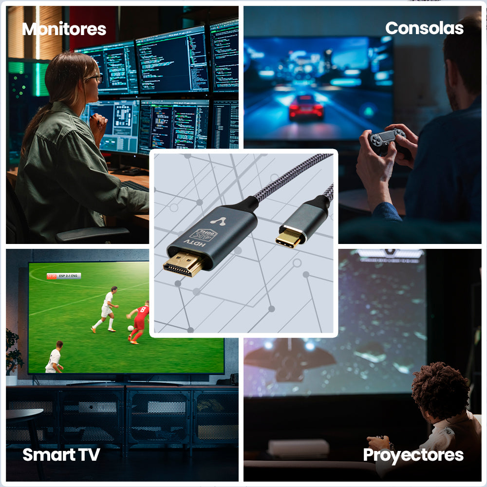 CABLE CONVERTIDOR VORAGO CAB-310 Tipo C A HDMI 4k 1.8 MT