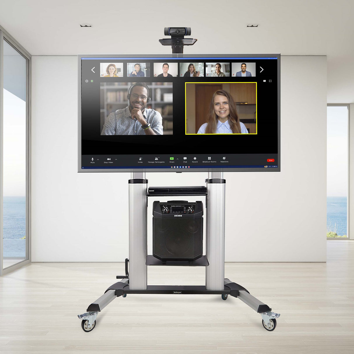 StarTech.com Carrito Soporte Móvil con Ruedas para TV de Pantalla Plana de 60 a 100 Pulgadas o 100kg - Soporte Rodante A