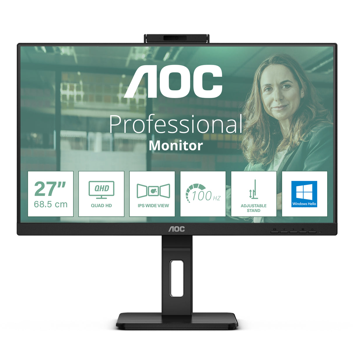 AOC Q27P3CW Monitor 68,6 cm (27") 2560 x 1440 Pixeles Quad HD W-LED Negro