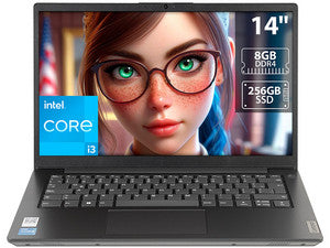 Laptop Lenovo V14 G3 IAP: Intel Core i3 1215U (4.4 GHz), 8GB DDR4, SSD 256GB, Pantalla 14" LED, UHD Graphics, Windows 11 Home.