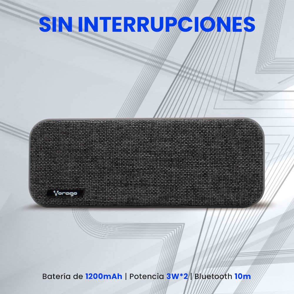 BOCINA VORAGO BLUETOOTH / MSD / USB / 3.5MM TELA GRIS BSP-150 GRY