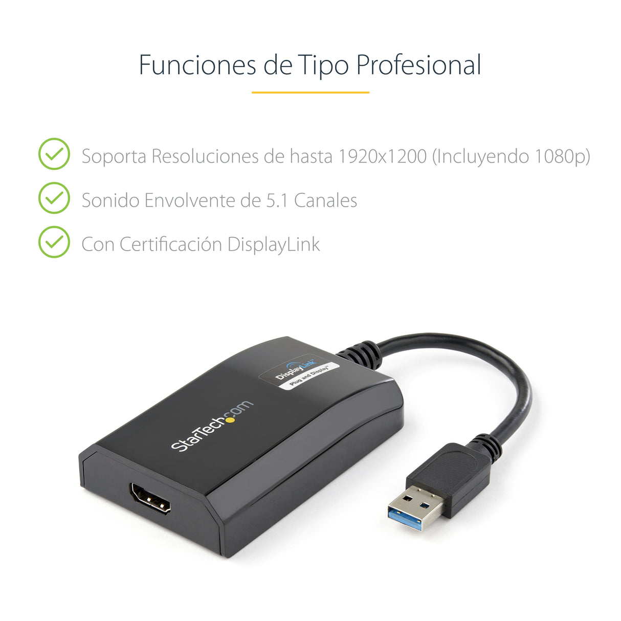 StarTech.com Adaptador USB 3.0 HDMI - Certificado con DisplayLink - 1920x1200 Adaptadores gráficos USB 3.2 Gen 1 (3.1 Ge