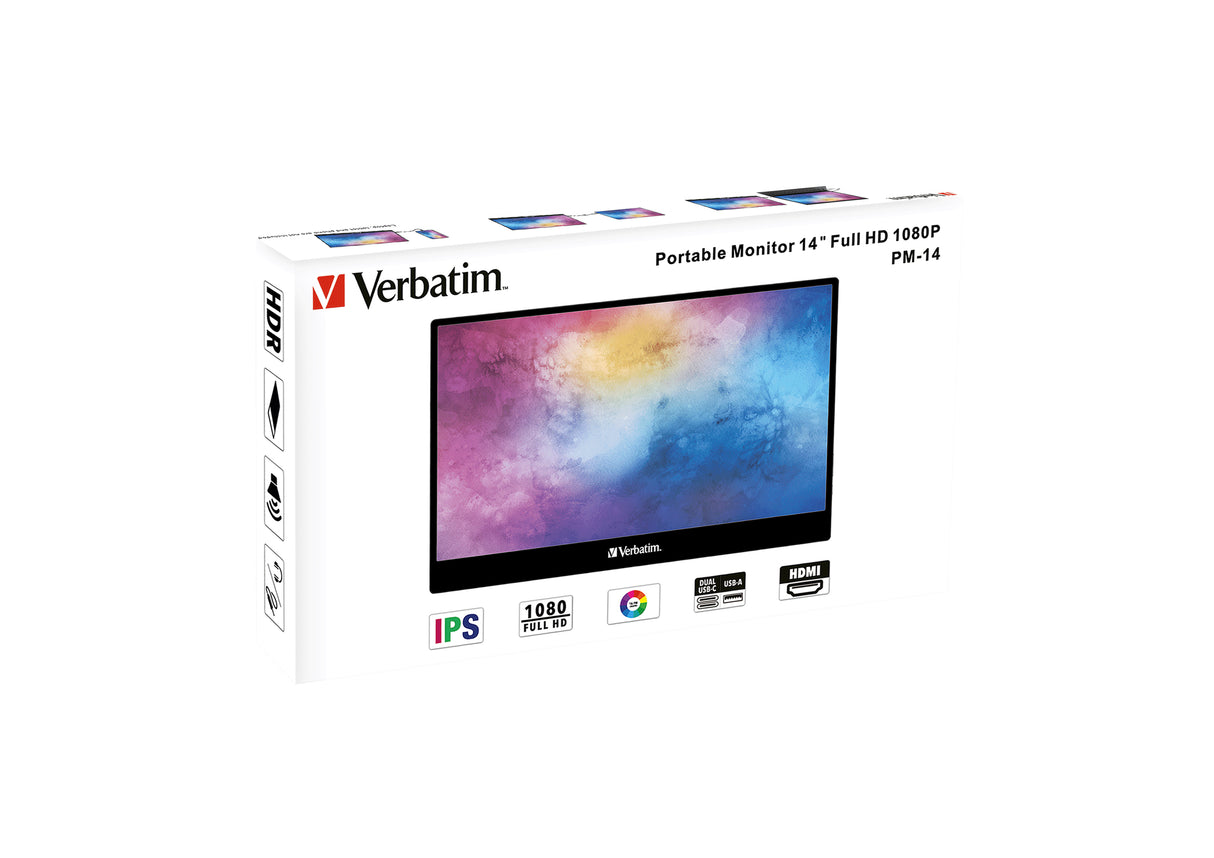 Verbatim 49590 pantalla para PC 35,6 cm (14") 1920 x 1080 Pixeles Full HD LCD Negro