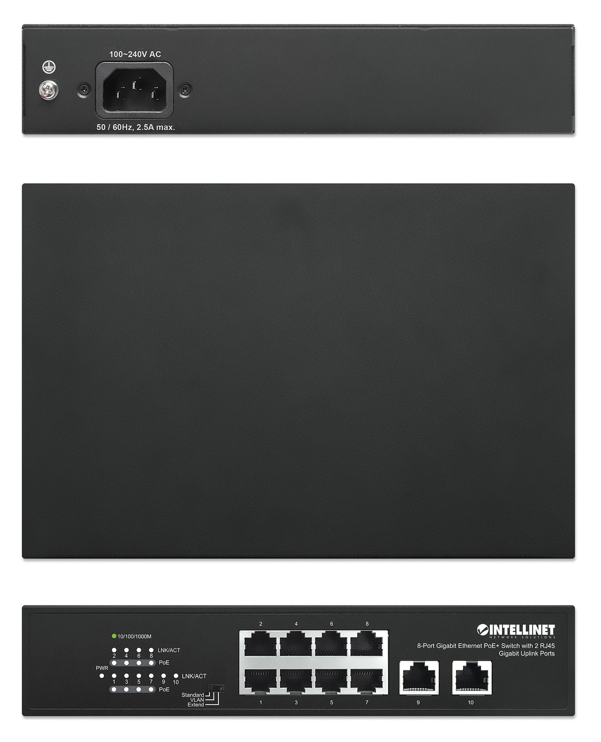 POE SWITCH INTELLINET GB 8 PTOS 32W/PTO, 120W, + 2 RJ45