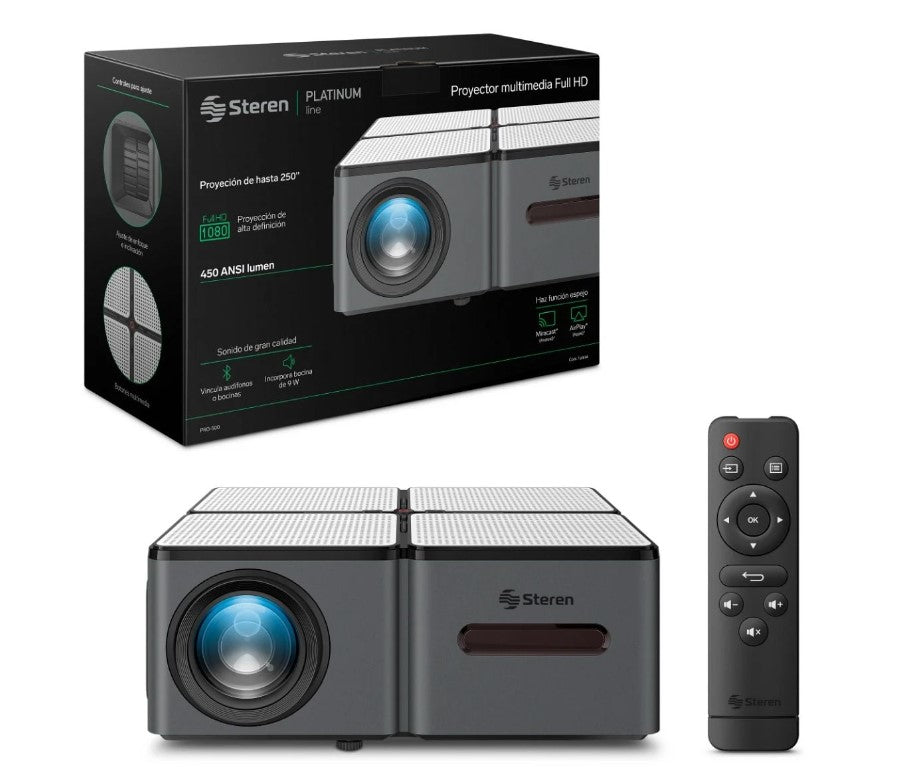Steren PRO-500 video proyector 450 lúmenes ANSI LED 1080p (1920x1080) Gris, 812.8 - 6350 mm (32 - 250")