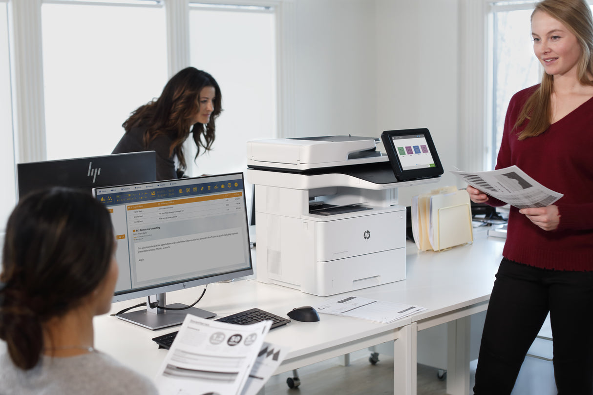 HP LaserJet Enterprise M528dn Conexiones inalámbricas Multifunction Blanco y negro Impresora, Copiadora, escáner; Doble cara