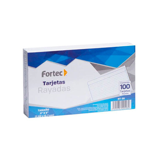 Tarjeta índice Fortec rayada 7.62 x 12.7