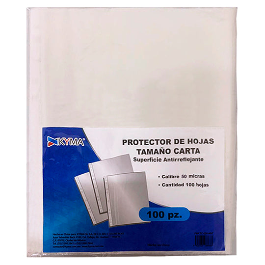 Protector de Hojas Kyma Grueso 50 Micrones Tamaño Carta C/100