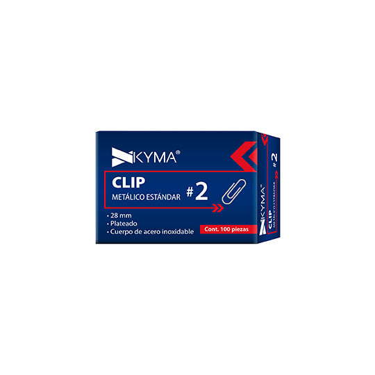 KYMA CLIP-ESTANDAR-2 pinzas sujetapapeles Acero 100 pieza(s), Gris, 40 hojas, Universal