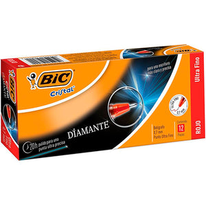 Bolígrafo BIC Cristal Diamante, Punta Media, Tinta Roja, 70330198944