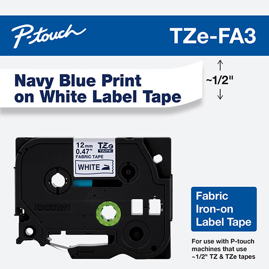 Brother TZE-FA3 cinta para impresora de etiquetas Azul sobre blanco, China, 5 Año(s)