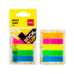 Deli EA10202 pestaña autoadhesiva 100 hojas Azul, Verde, Naranja, Rosa, Amarillo
