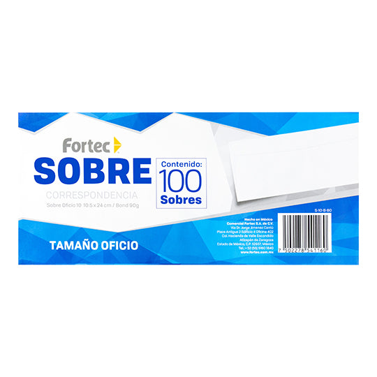 Fortec S-10-B-60 sobre Legal Blanco 100 pieza(s), Papel | Sobres