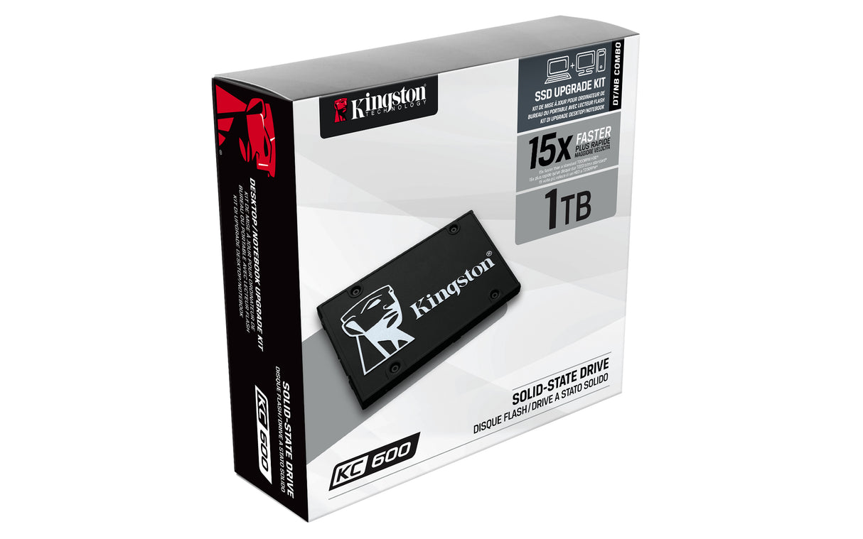 Kingston Technology Disco SSD KC600 SATA3 2,5" de 1024 G unidades internas de estado sólido 256-bit AES 1 GB 2.5" Serial