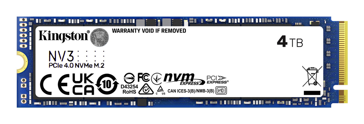 Kingston Technology NV3 4 TB M.2 PCI Express 4.0 NVMe 3D NAND, 6000 MB/s