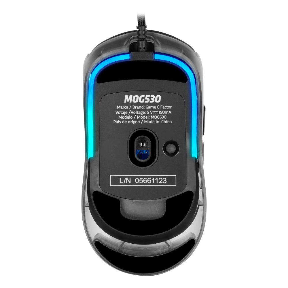 Game Factor MOG530-WH ratón Juego Ambidiestro USB tipo A 12000 DPI, Blanco