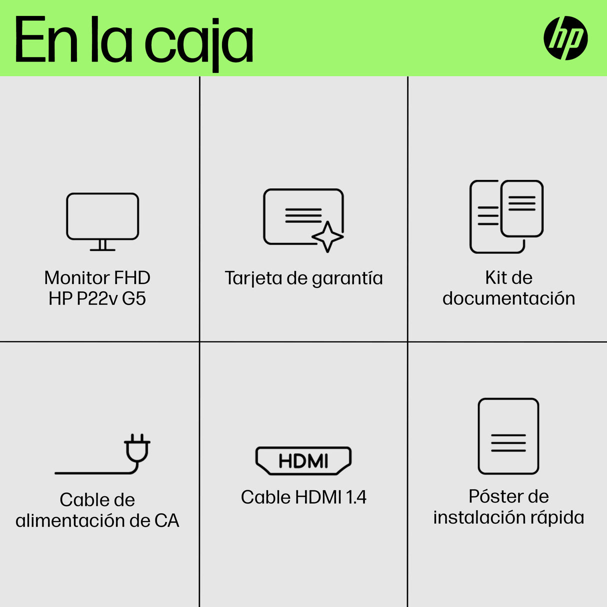 HP Monitor FHD HP P22v G5 Monitor 54,5 cm (21.45") 1920 x 1080 Pixeles Full HD Edge LED Negro